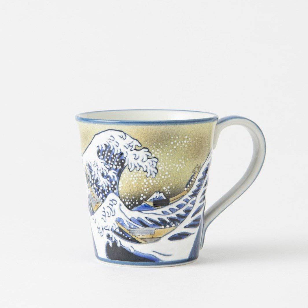 Bizan Kiln Hokusai Wave Kutani Mug - MUSUBI KILN - Quality Japanese Tableware and Gift