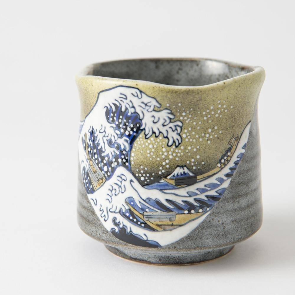 Bizan Kiln Hokusai Wave Kutani Yunomi Japanese Teacup - MUSUBI KILN - Quality Japanese Tableware and Gift