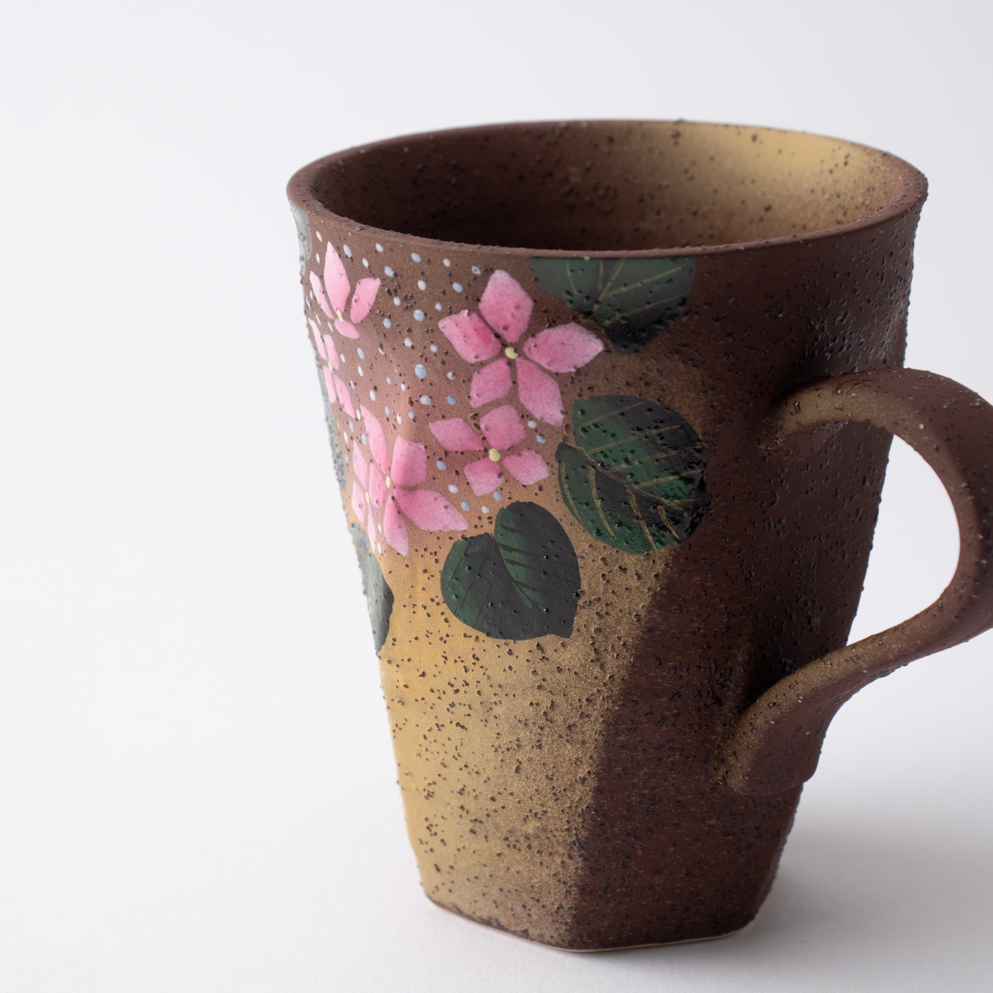 Bizan Kiln Hydrangea Rough - Hewn Kutani Mug - MUSUBI KILN - Quality Japanese Tableware and Gift