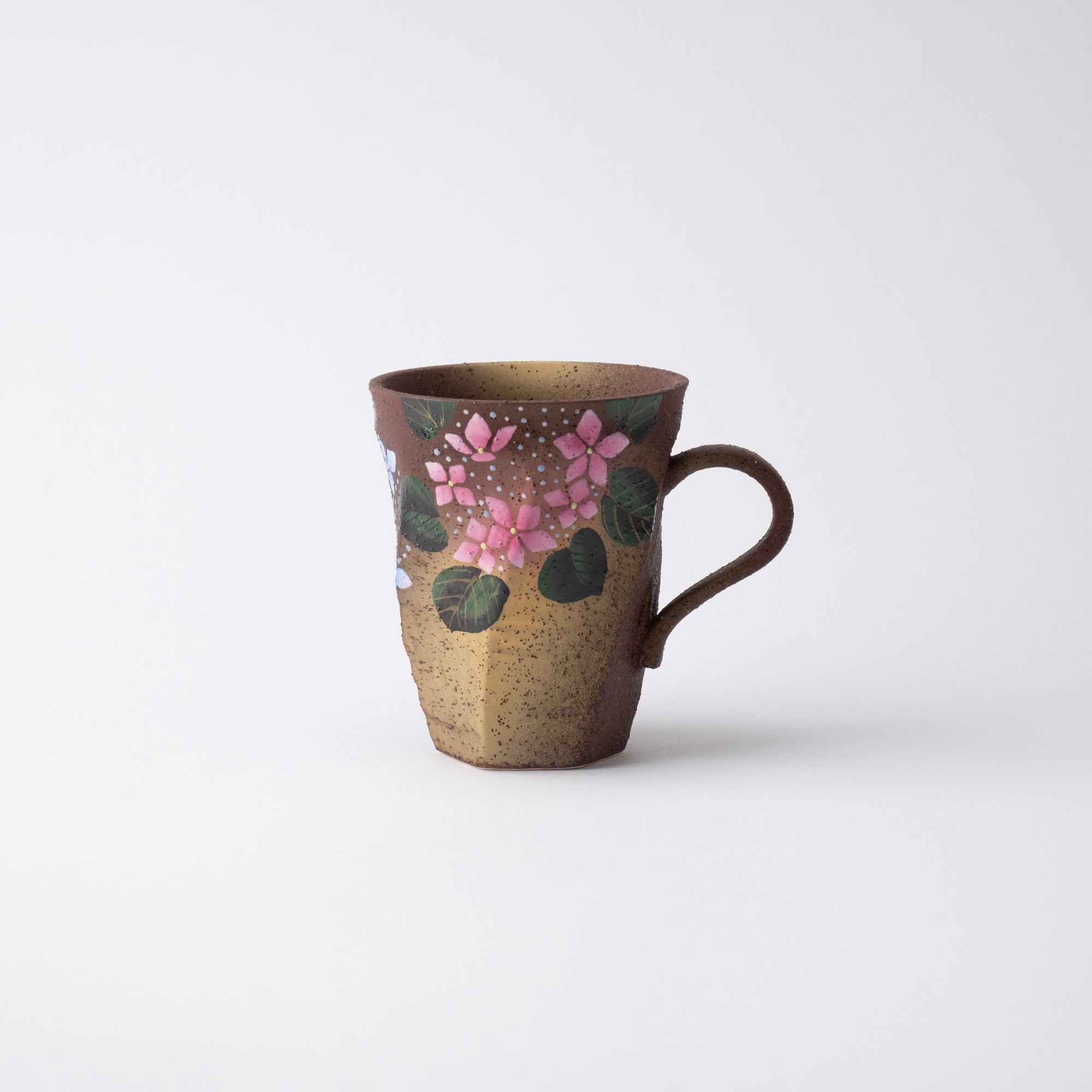 Bizan Kiln Hydrangea Rough - Hewn Kutani Mug - MUSUBI KILN - Quality Japanese Tableware and Gift