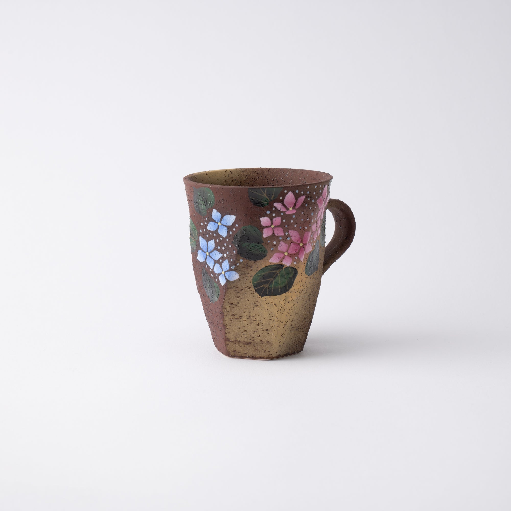 Bizan Kiln Hydrangea Rough - Hewn Kutani Mug - MUSUBI KILN - Quality Japanese Tableware and Gift