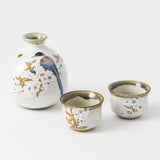 Bizan Kiln Sakura and Bird Kutani Sake Set - MUSUBI KILN - Quality Japanese Tableware and Gift