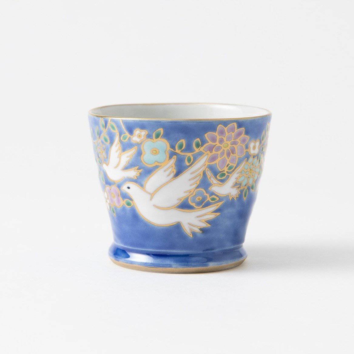 Bizan Kiln White Pigeon Kutani Teacup - MUSUBI KILN - Quality Japanese Tableware and Gift