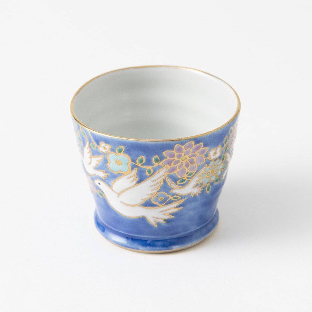 Bizan Kiln White Pigeon Kutani Teacup - MUSUBI KILN - Quality Japanese Tableware and Gift