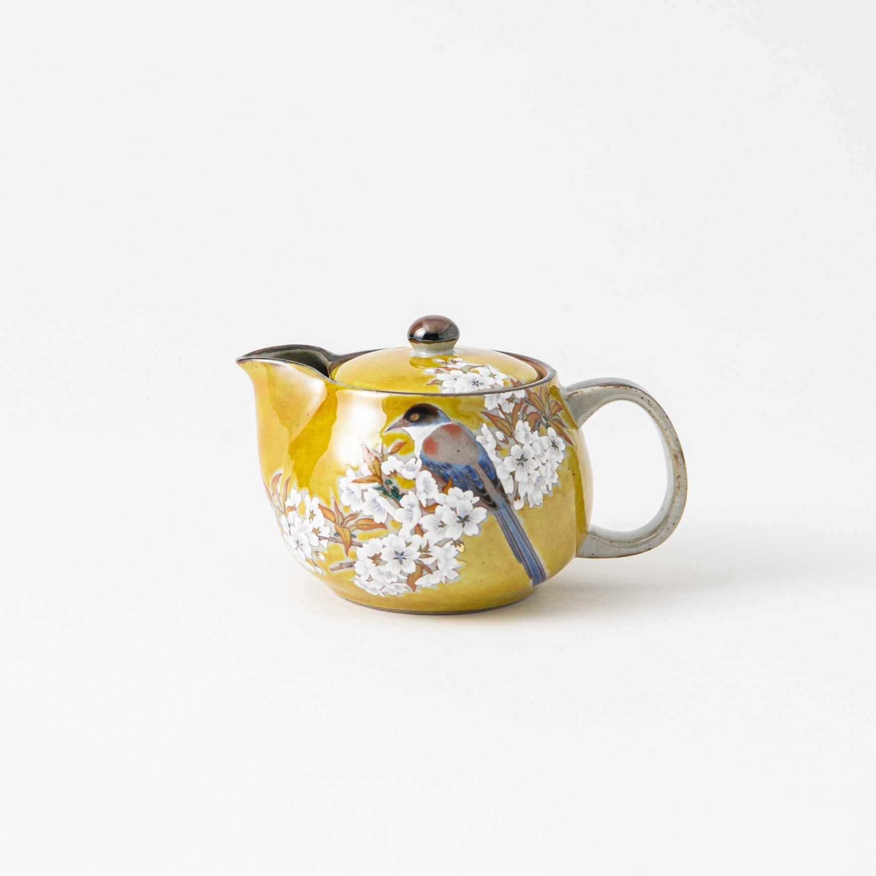 Bizan Kiln Yoshidaya Sakura and Bird Kutani Teapot 12.2oz(360ml) - MUSUBI KILN - Quality Japanese Tableware and Gift