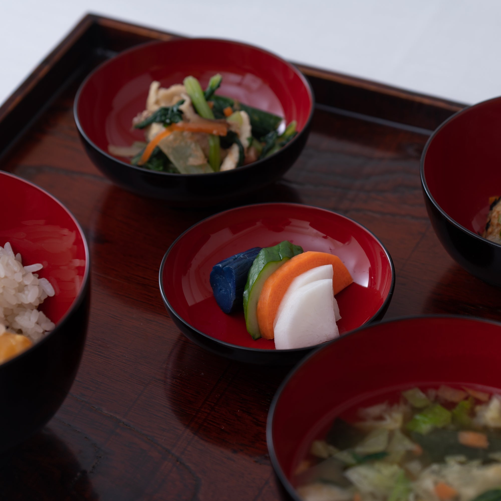 Black and Red Lacquer Yamanaka Lacquerware Oryoki Bowl Set - MUSUBI KILN - Quality Japanese Tableware and Gift