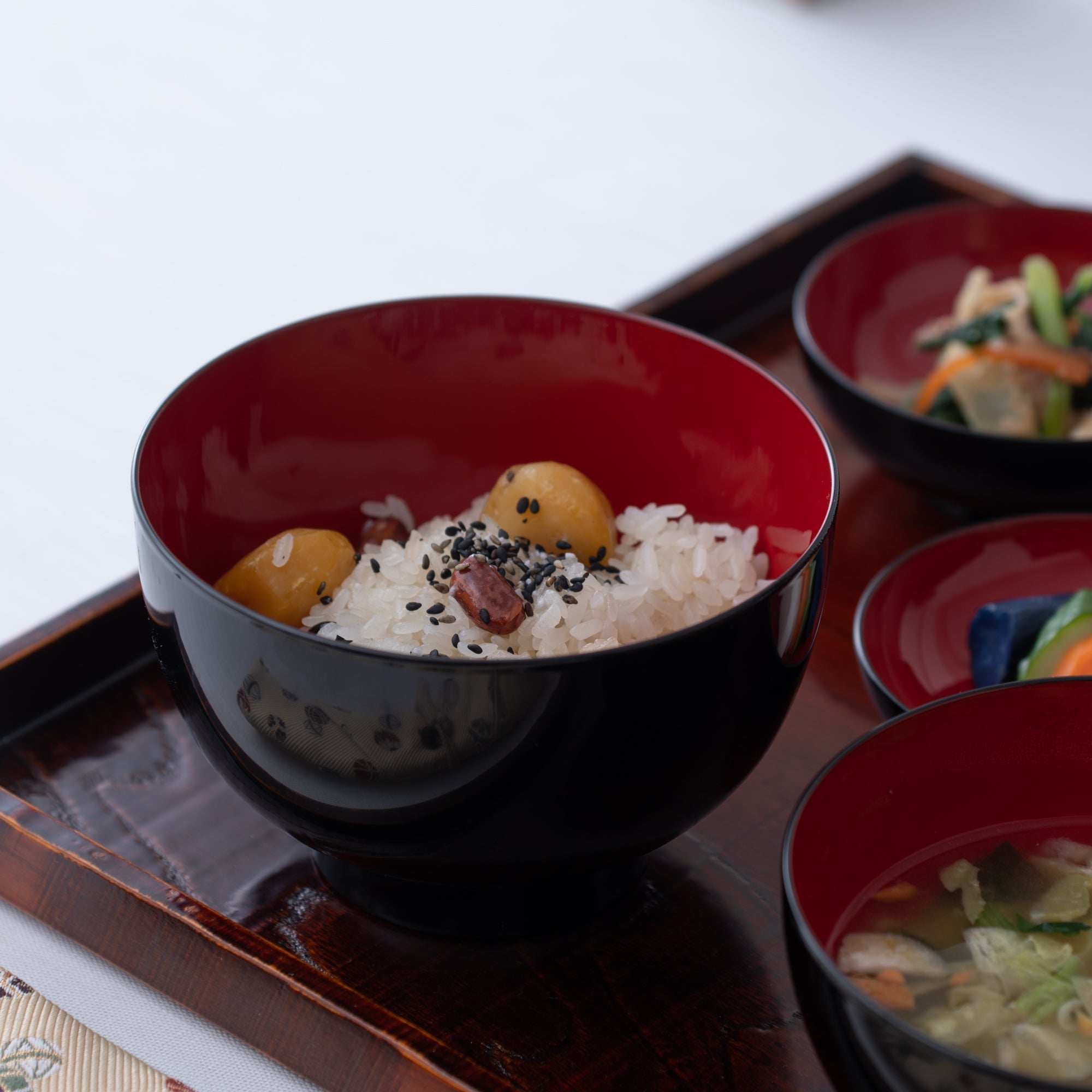 Black and Red Lacquer Yamanaka Lacquerware Oryoki Bowl Set - MUSUBI KILN - Quality Japanese Tableware and Gift