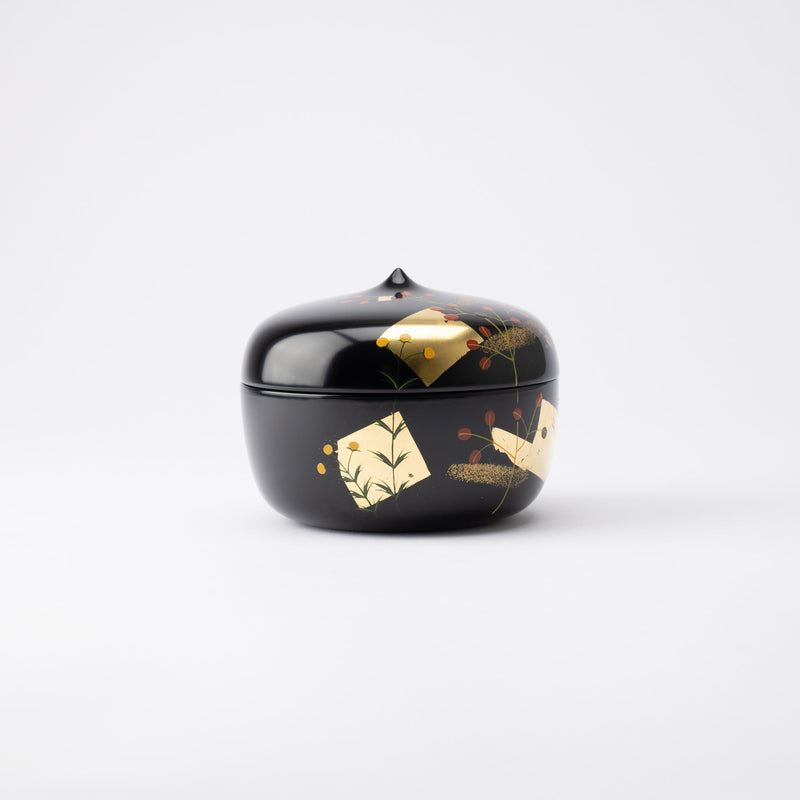 Black Autumn Flowers Yamanaka Lacquerware Candy Box - MUSUBI KILN - Quality Japanese Tableware and Gift