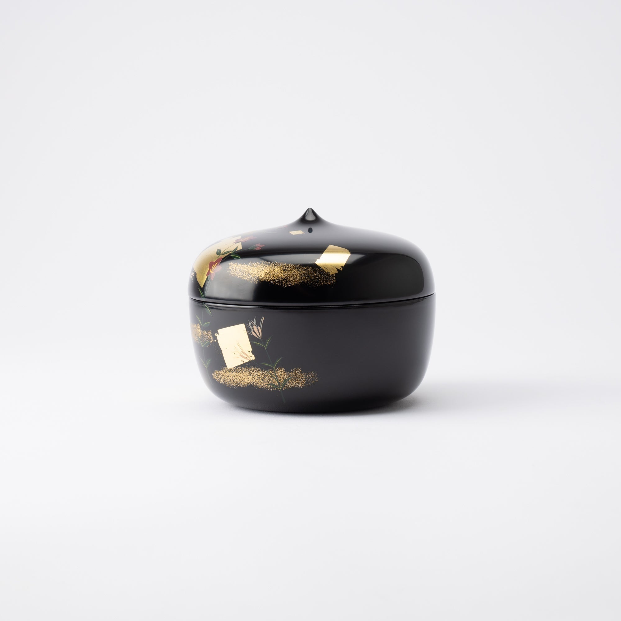 Black Autumn Flowers Yamanaka Lacquerware Candy Box - MUSUBI KILN - Quality Japanese Tableware and Gift