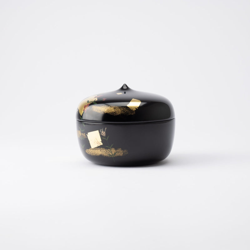 Black Autumn Flowers Yamanaka Lacquerware Candy Box - MUSUBI KILN - Quality Japanese Tableware and Gift