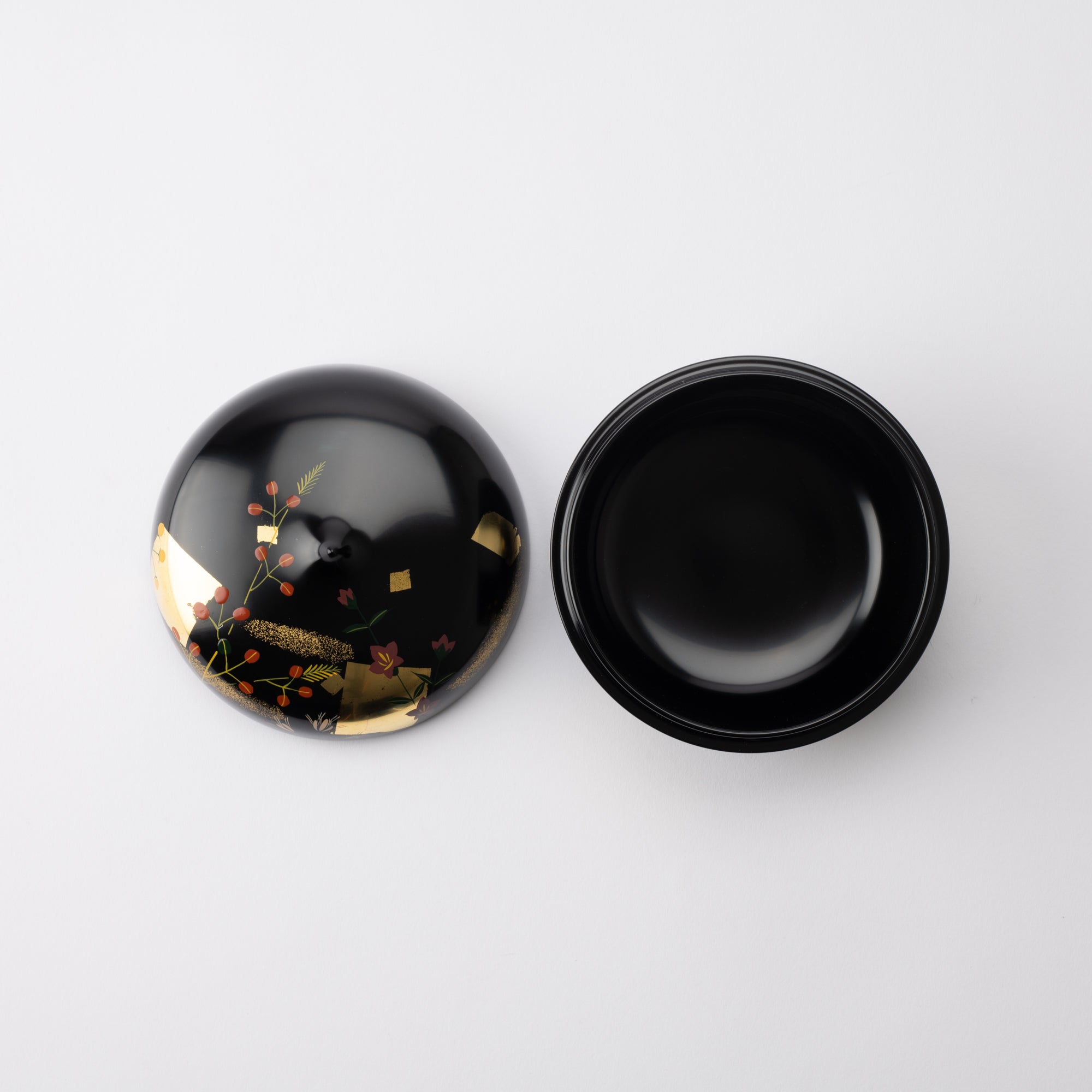 Black Autumn Flowers Yamanaka Lacquerware Candy Box - MUSUBI KILN - Quality Japanese Tableware and Gift