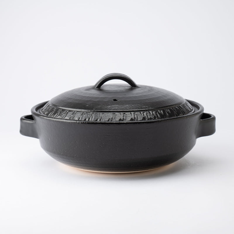 Black Banko Donabe Japanese Clay Pot for 3 to 4 persons - MUSUBI KILN - Quality Japanese Tableware and Gift