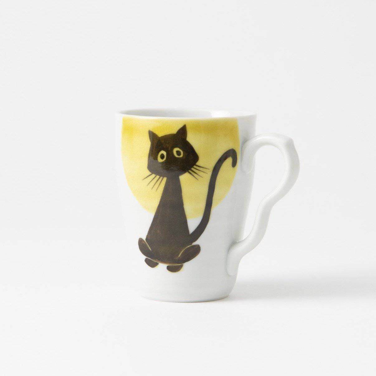 Black Cat Kutani Mug - MUSUBI KILN - Quality Japanese Tableware and Gift