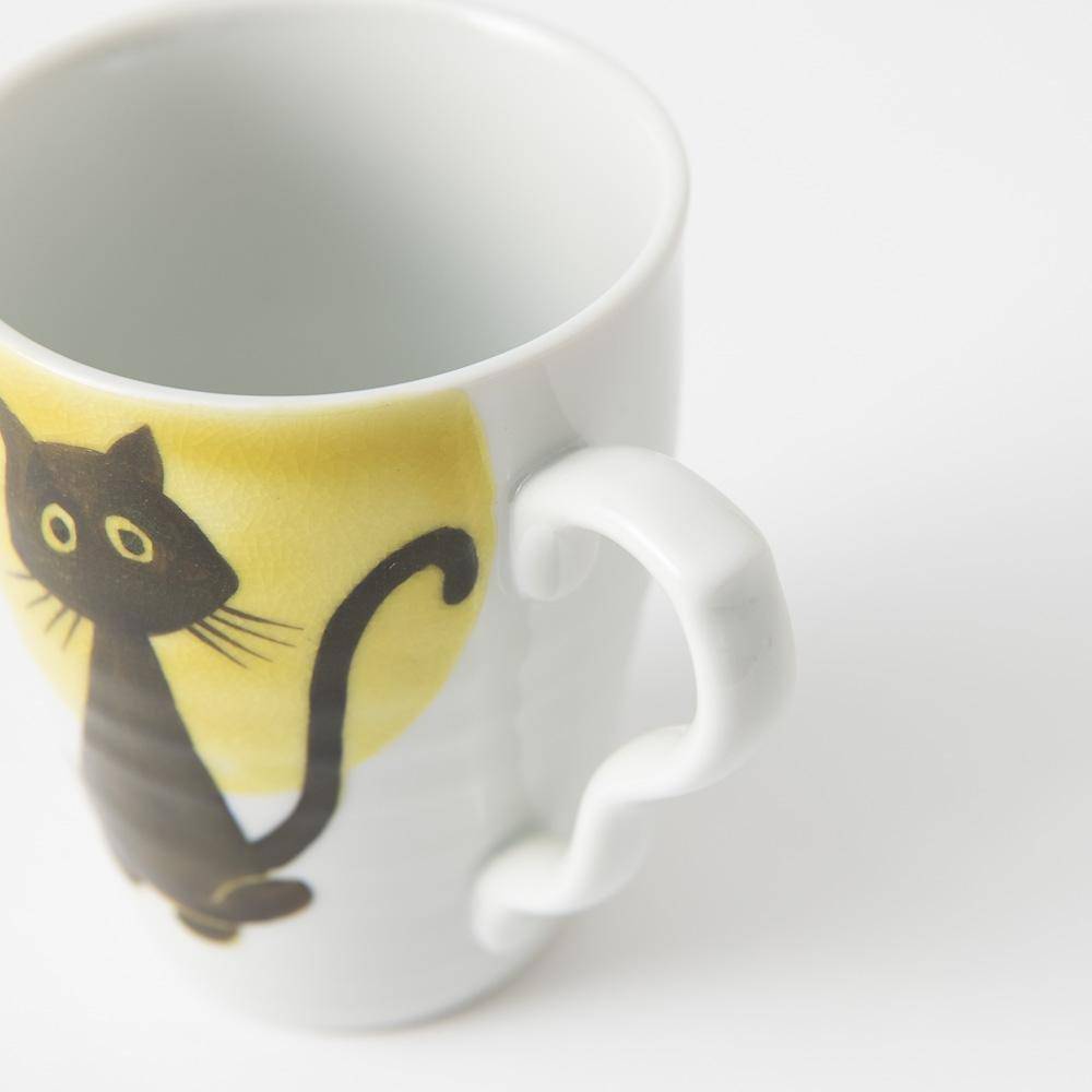 Black Cat Kutani Mug - MUSUBI KILN - Quality Japanese Tableware and Gift