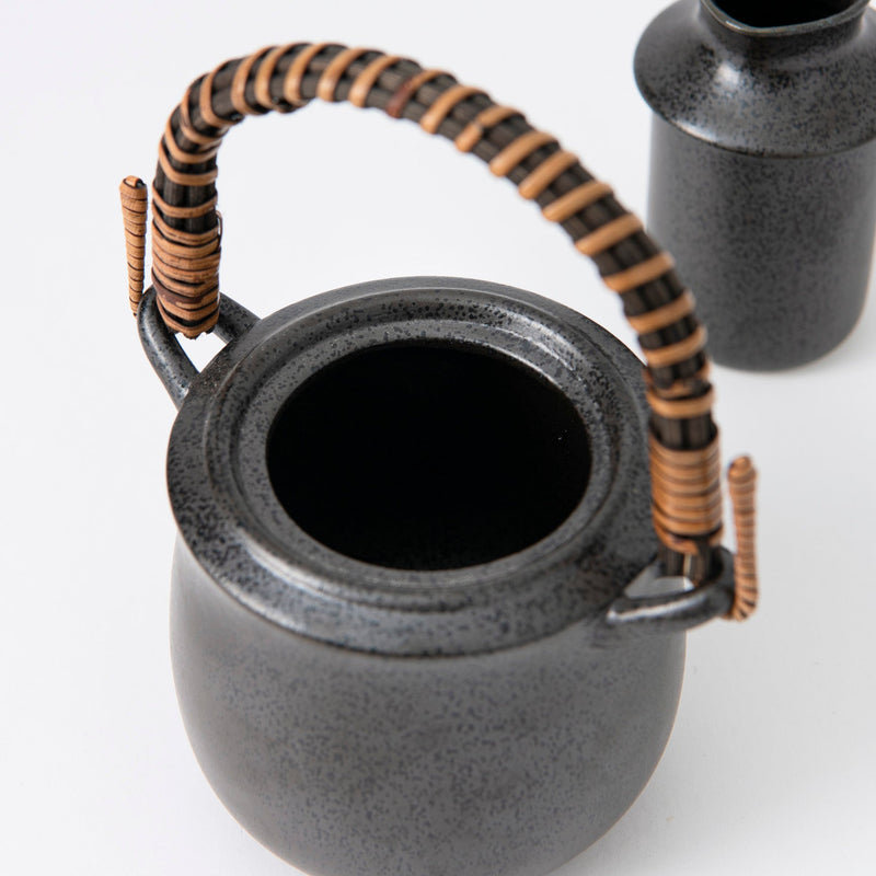 Black Crystalline Glaze Mino Ware Sake Warmer - MUSUBI KILN - Quality Japanese Tableware and Gift