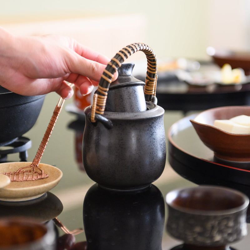 Black Crystalline Glaze Mino Ware Sake Warmer - MUSUBI KILN - Quality Japanese Tableware and Gift