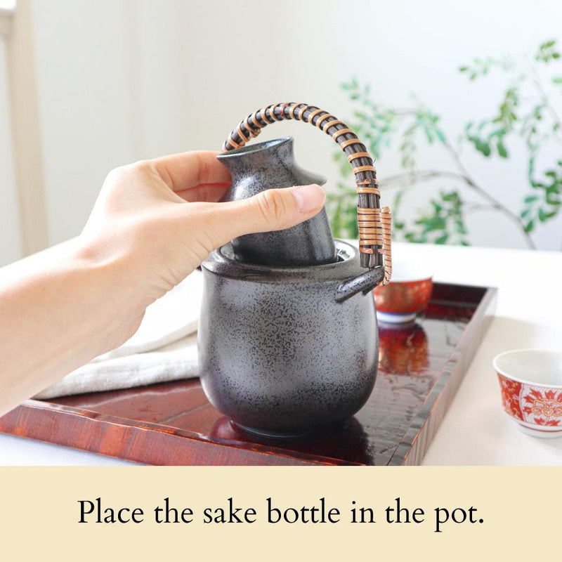 Black Crystalline Glaze Mino Ware Sake Warmer - MUSUBI KILN - Quality Japanese Tableware and Gift