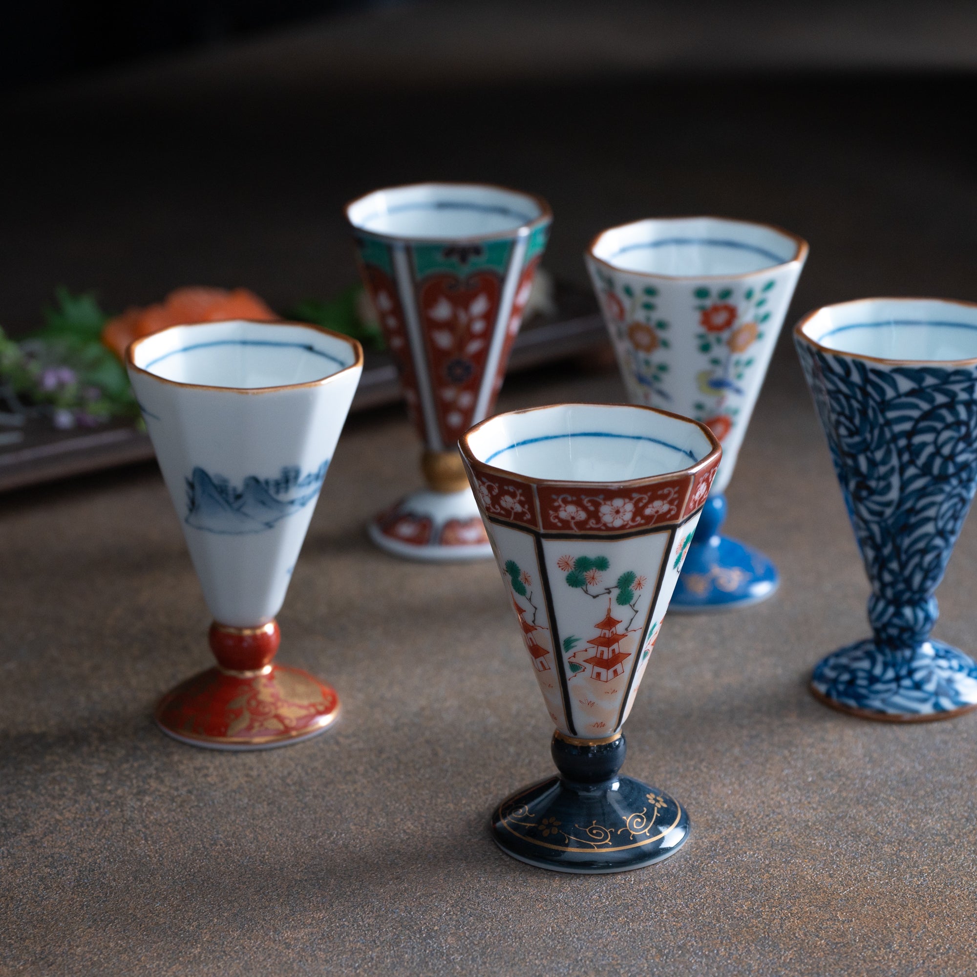 Juego de tazas de sake Old Imari Ochoko