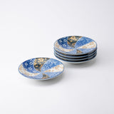 Blue Clematis Kutani Round Plate Set - MUSUBI KILN - Quality Japanese Tableware and Gift