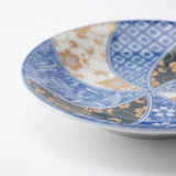 Blue Clematis Kutani Round Plate Set - MUSUBI KILN - Quality Japanese Tableware and Gift