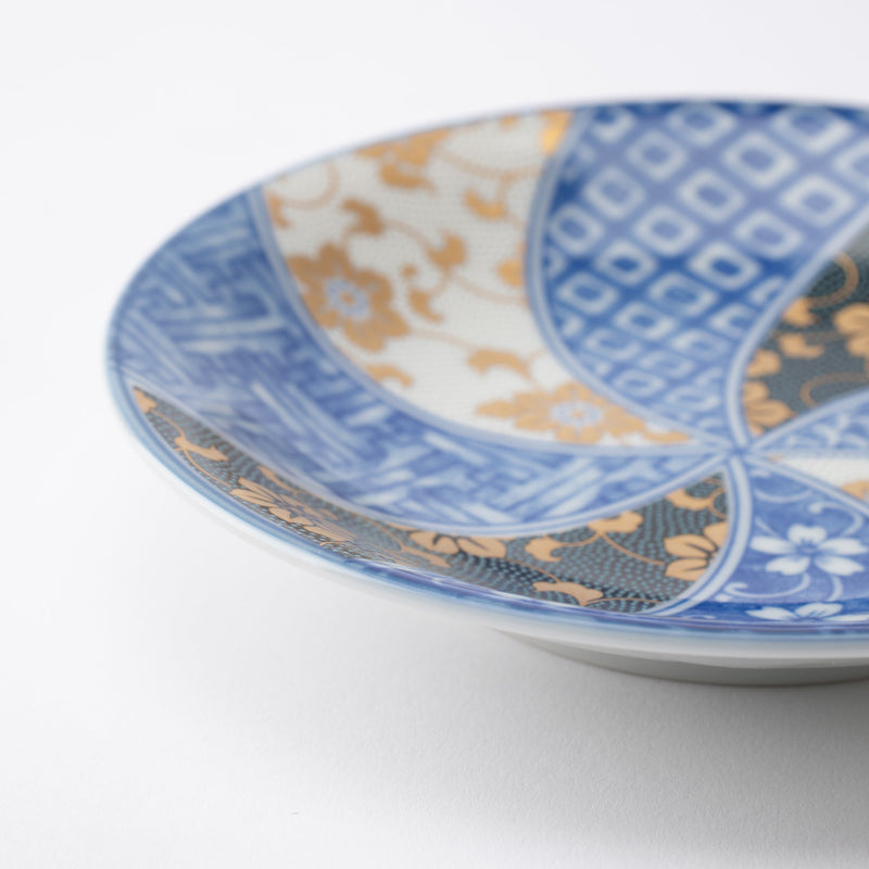 Blue Clematis Kutani Round Plate Set - MUSUBI KILN - Quality Japanese Tableware and Gift