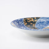 Blue Clematis Kutani Round Plate Set - MUSUBI KILN - Quality Japanese Tableware and Gift