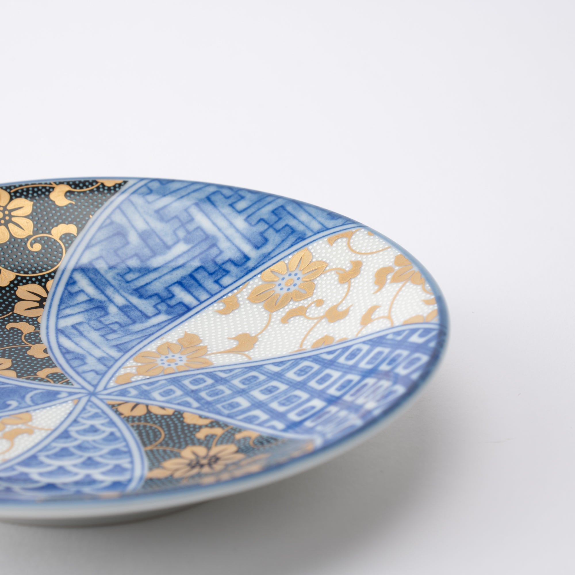 Blue Clematis Kutani Round Plate Set - MUSUBI KILN - Quality Japanese Tableware and Gift