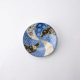 Blue Clematis Kutani Round Plate Set - MUSUBI KILN - Quality Japanese Tableware and Gift