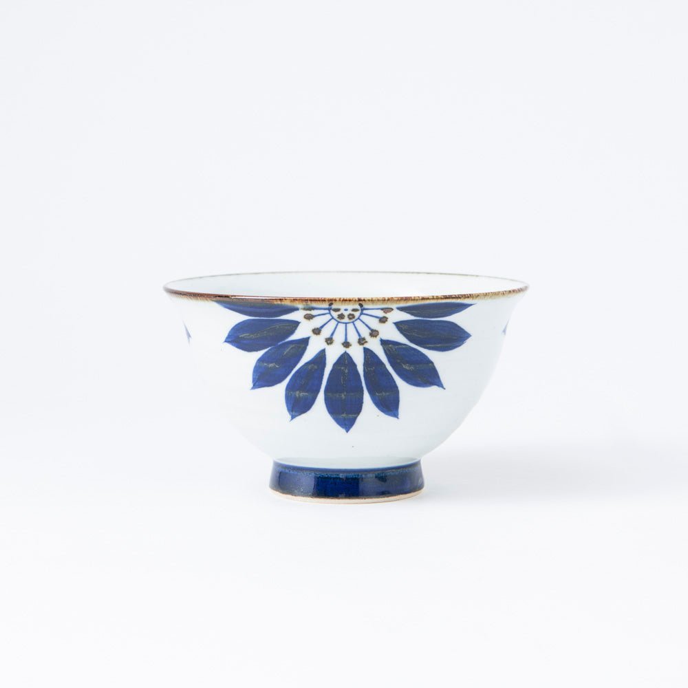 Blue Flower Hasami Ware Donburi Bowl M - MUSUBI KILN - Quality Japanese Tableware and Gift