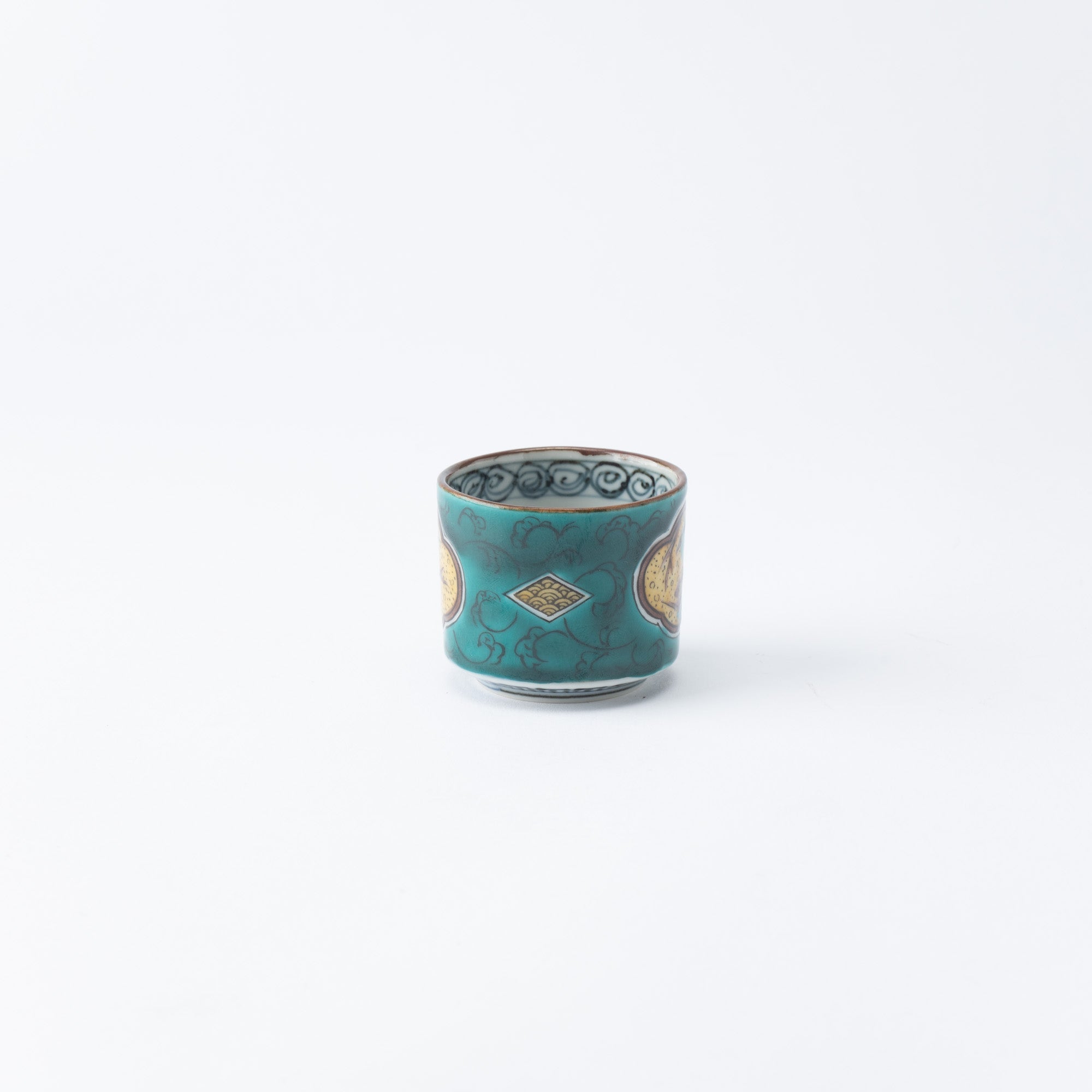 Blue Ko - Kutani Bird and Branch Kutani Guinomi Sake Cup - MUSUBI KILN - Quality Japanese Tableware and Gift