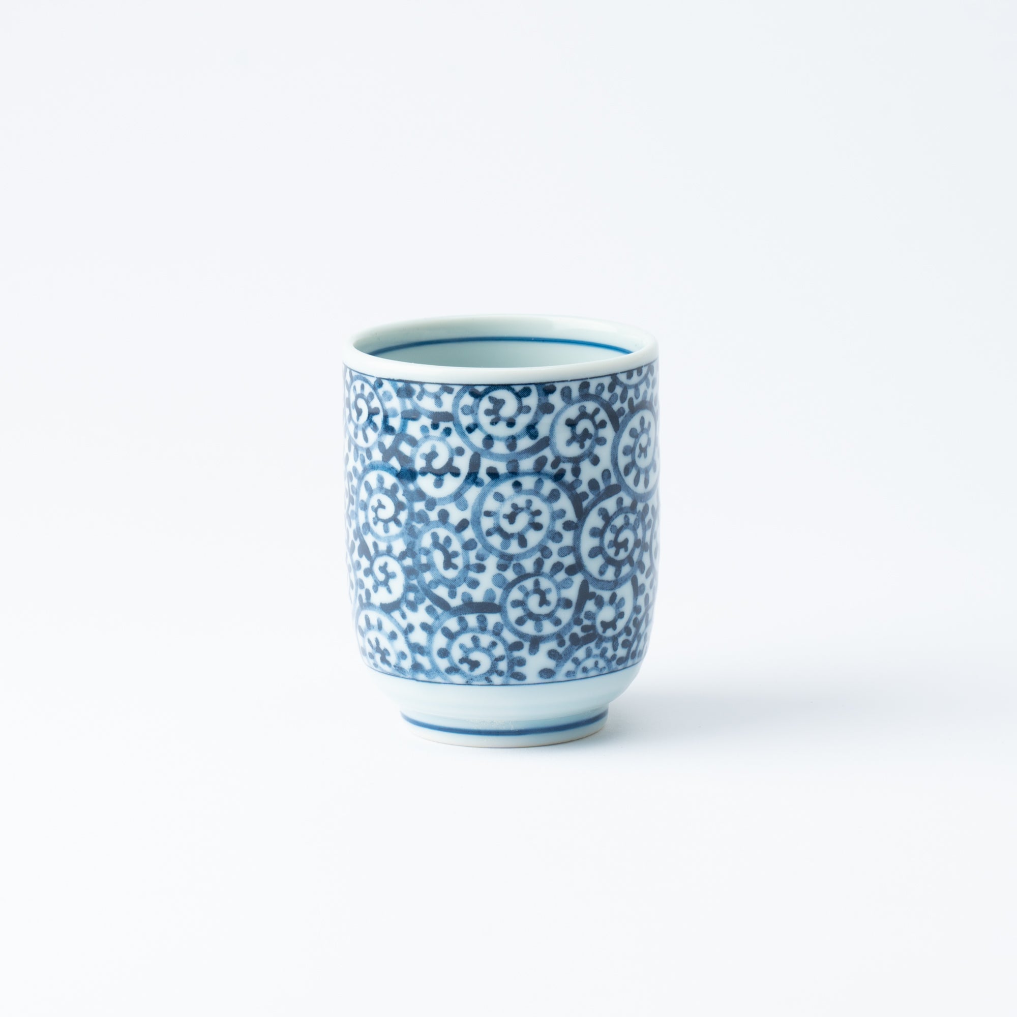 Blue Porcelain Arabesque Mino Ware Yunomi Japanese Teacup - MUSUBI KILN - Quality Japanese Tableware and Gift