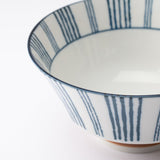 Blue Stripe Mino Ware Ramen Bowl M - MUSUBI KILN - Quality Japanese Tableware and Gift