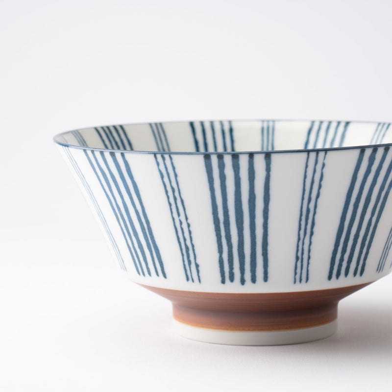 Blue Stripe Mino Ware Ramen Bowl M - MUSUBI KILN - Quality Japanese Tableware and Gift