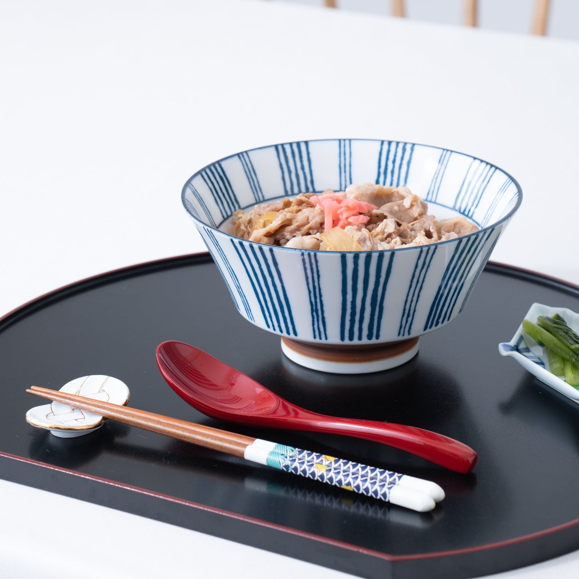 Blue Stripe Mino Ware Ramen Bowl M