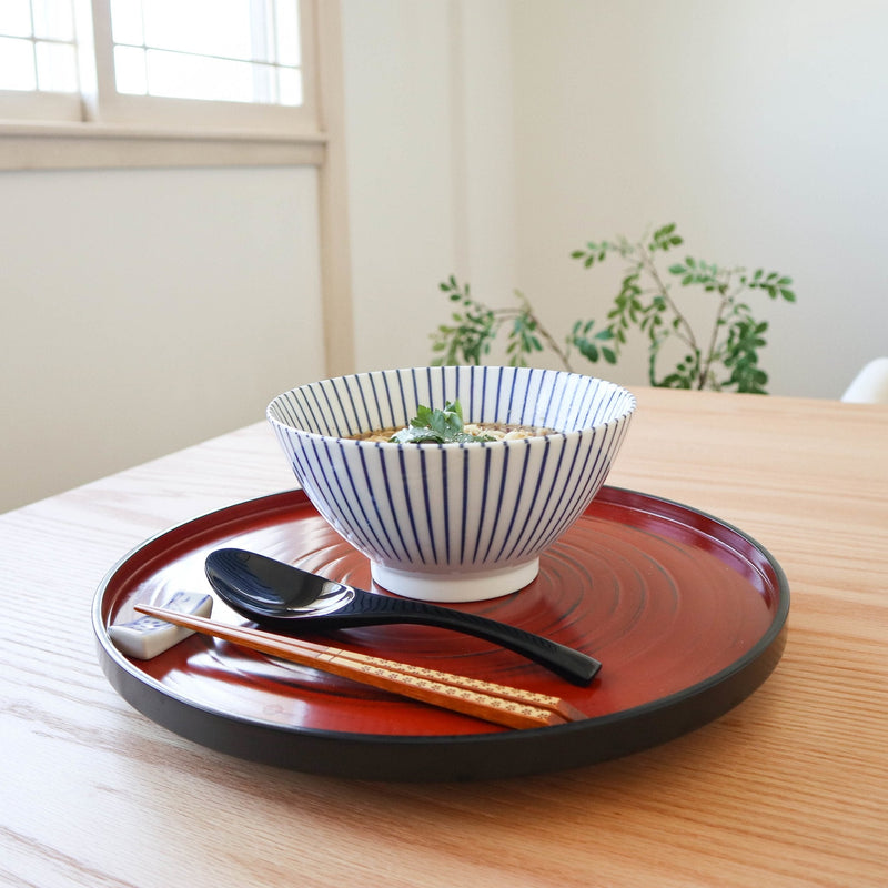 Blue Tokusa Mino Ware Donburi Bowl L - MUSUBI KILN - Quality Japanese Tableware and Gift