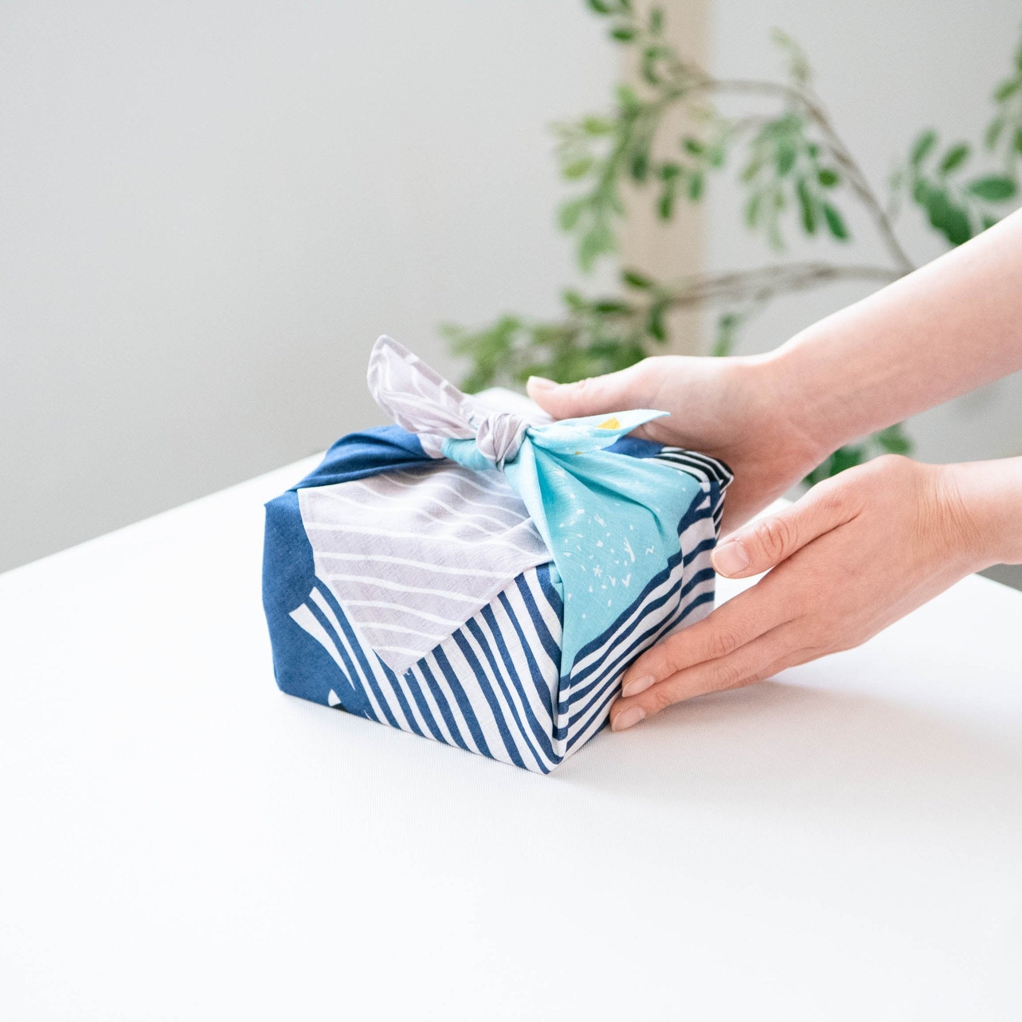 Blue Whale Furoshiki Wrapping Cloth 19.7in - MUSUBI KILN - Quality Japanese Tableware and Gift