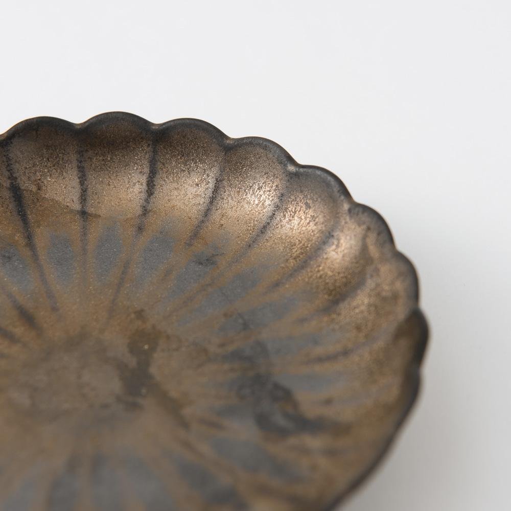 Bronze Chrysanthemum Hasami Sauce Plate - MUSUBI KILN - Quality Japanese Tableware and Gift