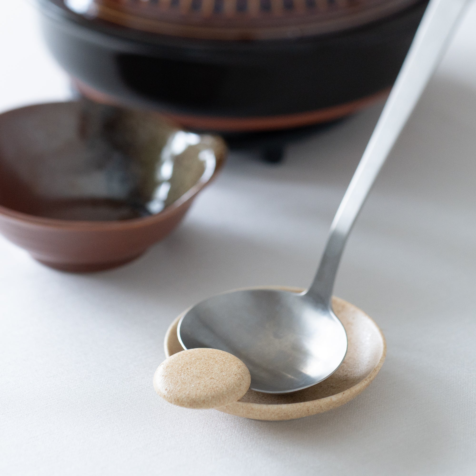 Brown Modern Mino Ware Ladle Rest - MUSUBI KILN - Quality Japanese Tableware and Gift