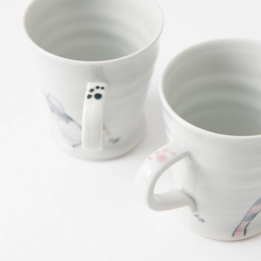 Buddy Cat Kutani Mug Pair - MUSUBI KILN - Quality Japanese Tableware and Gift