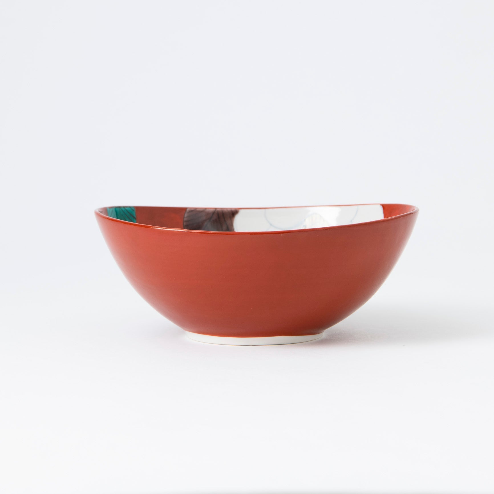 Camellia on Vermilion Kutani Bowl - MUSUBI KILN - Quality Japanese Tableware and Gift