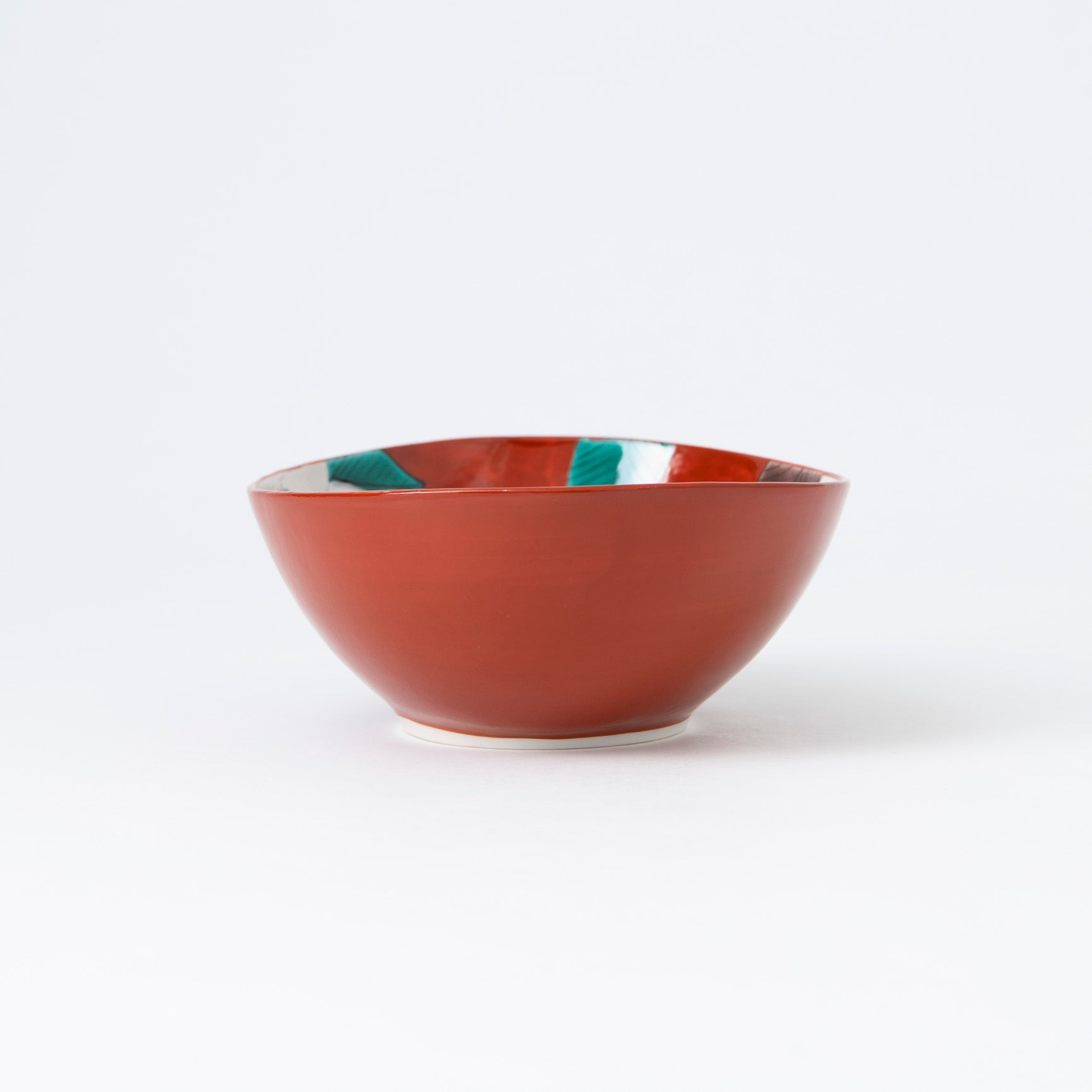 Camellia on Vermilion Kutani Bowl - MUSUBI KILN - Quality Japanese Tableware and Gift