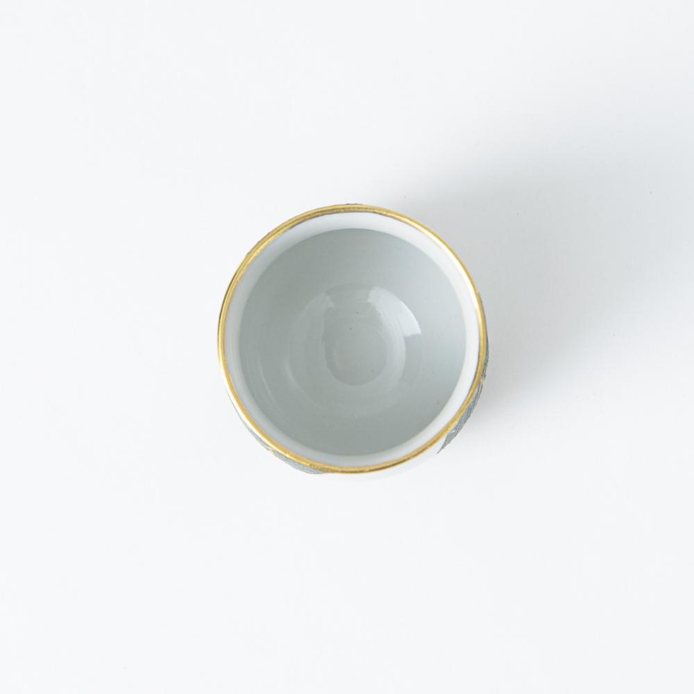 Chibu Wave with Gold Kutani Guinomi Sake Cup - MUSUBI KILN - Quality Japanese Tableware and Gift