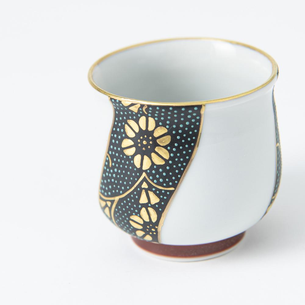 Chibu Wave with Gold Kutani Guinomi Sake Cup - MUSUBI KILN - Quality Japanese Tableware and Gift