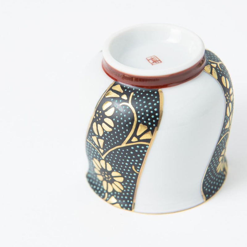 Chibu Wave with Gold Kutani Guinomi Sake Cup - MUSUBI KILN - Quality Japanese Tableware and Gift