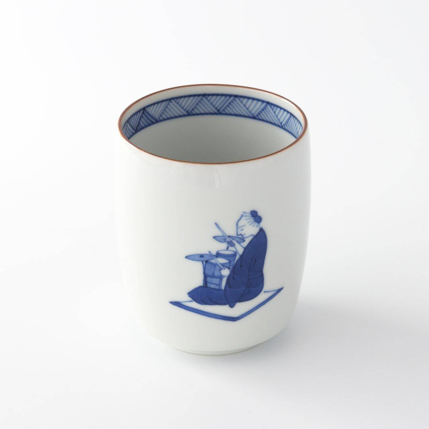 Choemon Drum Kutani Yunomi Japanese Teacup - MUSUBI KILN - Quality Japanese Tableware and Gift