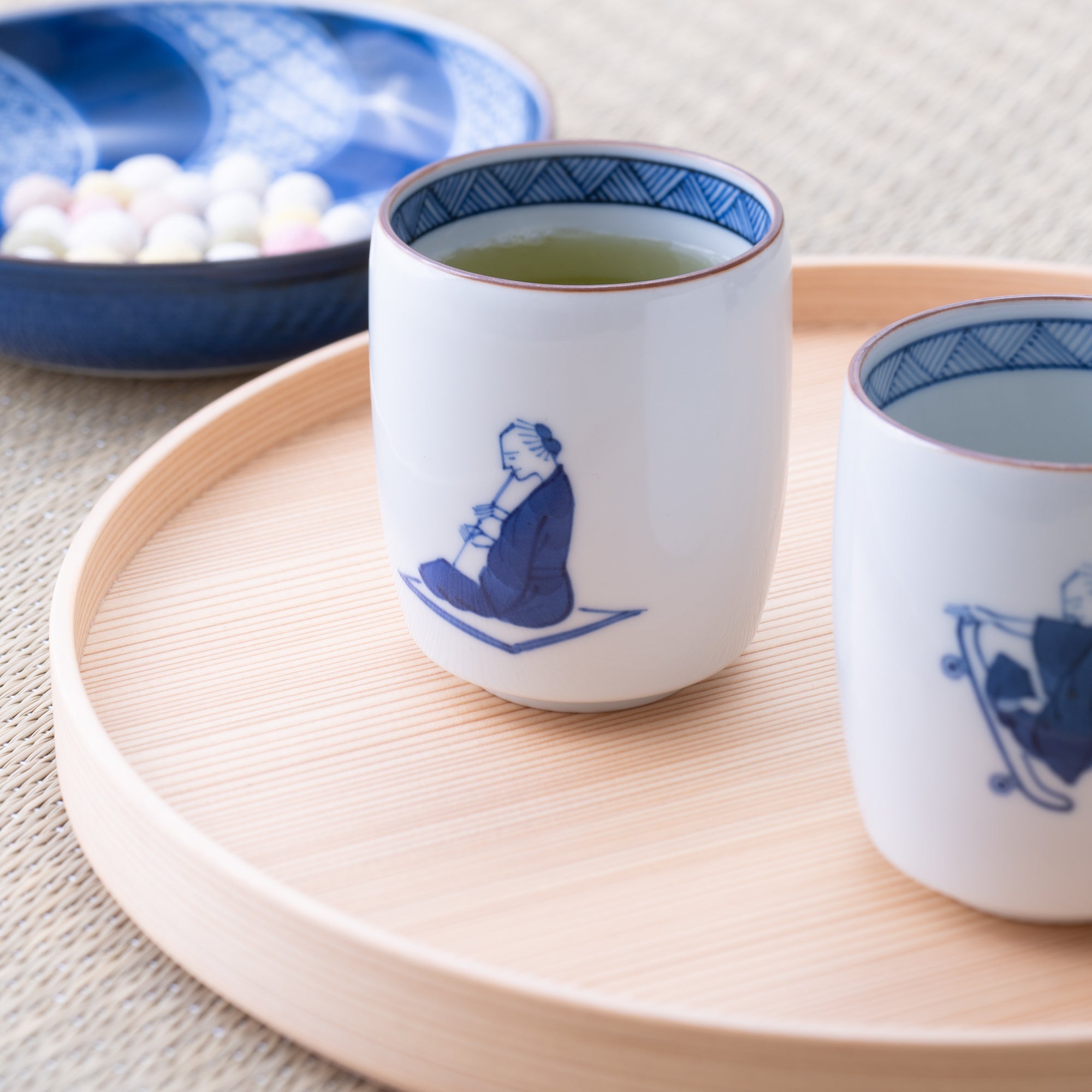 Choemon Flute Player Kutani Yunomi Japanese Teacup - MUSUBI KILN - Quality Japanese Tableware and Gift