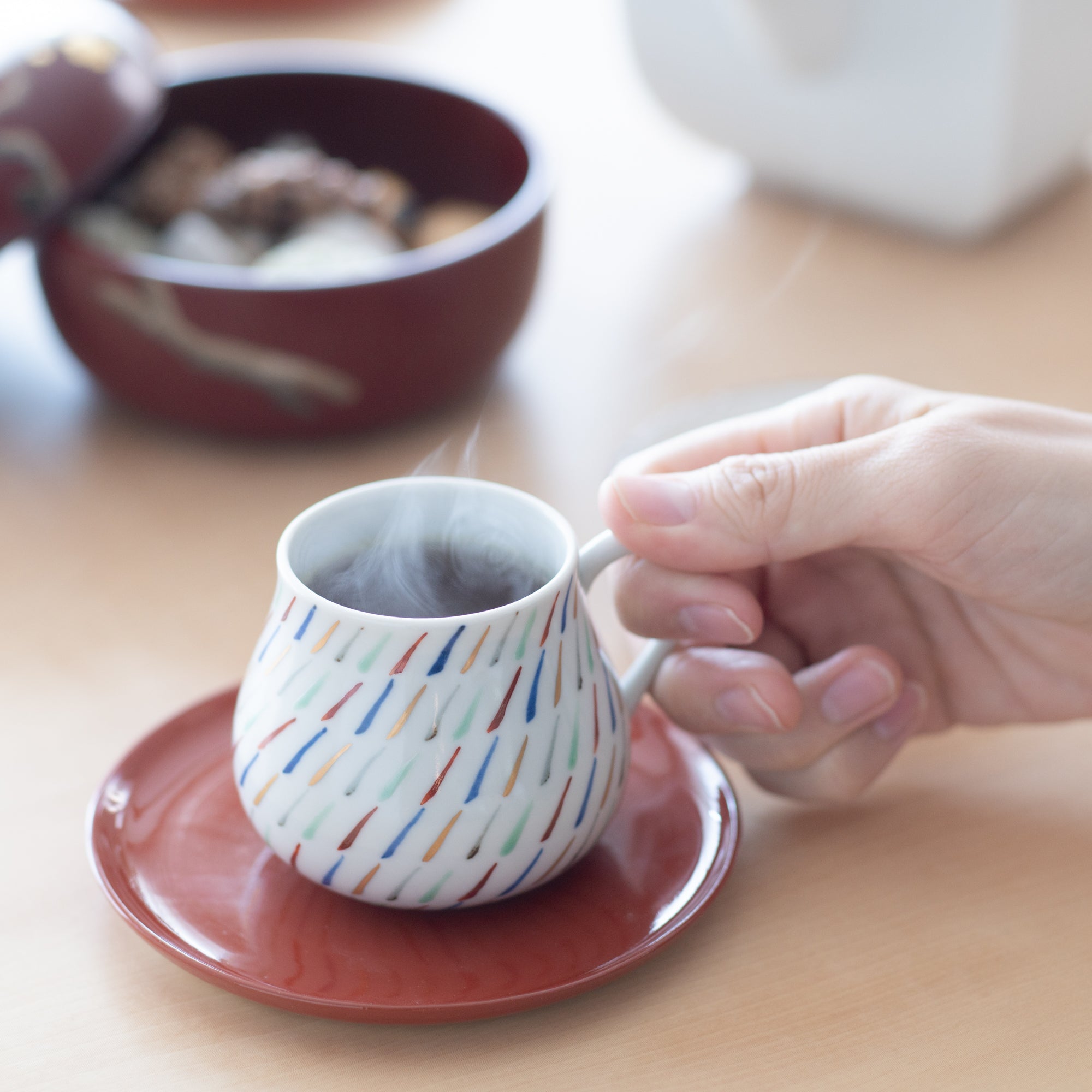 Choemon “PICNIC” Series Kutani Teacup and Saucer - MUSUBI KILN - Quality Japanese Tableware and Gift