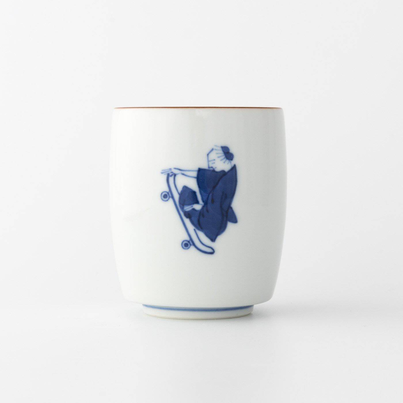 Choemon Skateboarding Kutani Yunomi Japanese Teacup - MUSUBI KILN - Quality Japanese Tableware and Gift