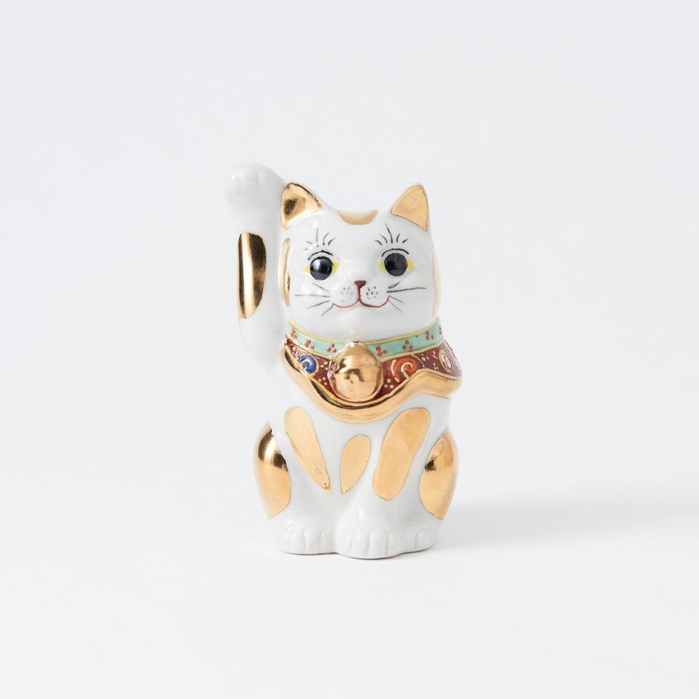 Choho Kiln Dotted Gold Kutani Lucky Cat - MUSUBI KILN - Quality Japanese Tableware and Gift