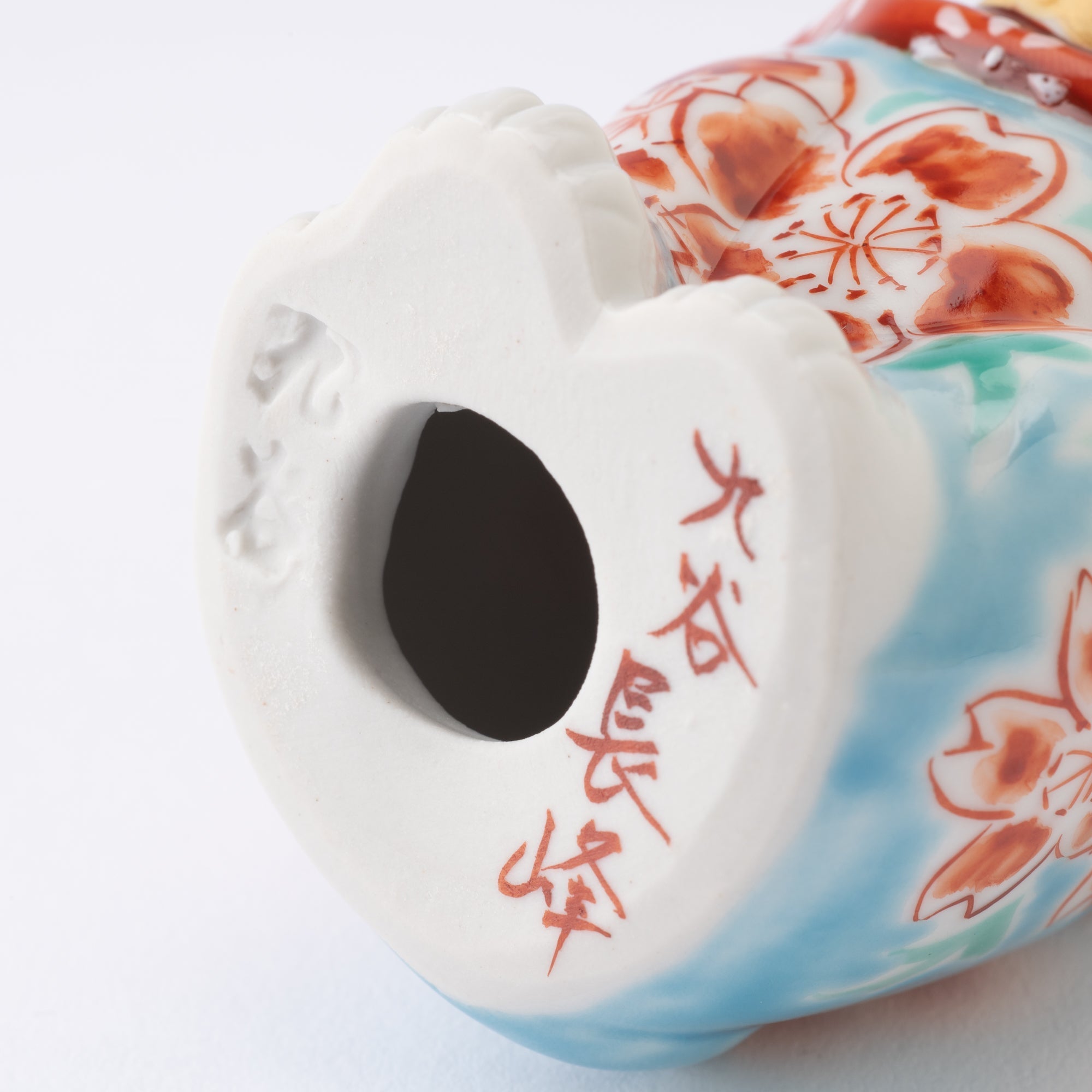 Choho Kiln Light Blue Sakura Kutani Lucky Cat - MUSUBI KILN - Quality Japanese Tableware and Gift